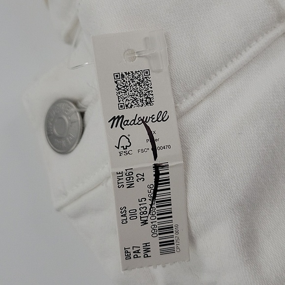 Madewell Kick Out Crop Jeans in Pure White size 32 NWT NI961 - Picture 10 of 13